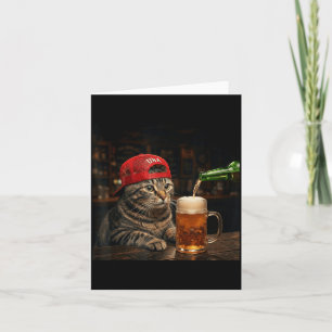 Cartão Gato Engraçado Bebendo Cerveja Patriótico 4 De Jul