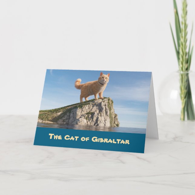 Cartão Gato Engraçado de Gibraltar (Frente)