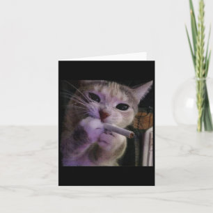 Cartão Gato Engraçado Fumando, Gatinho de Cigarro Meme da
