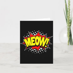 Cartão Gato engraçado miau! verbo palavra ação estilo liv