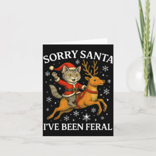 Cartão Gato Engraçado Montando Rena Desculpe Papai Noel N