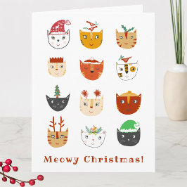 Cartão Gato Engraçado Natal Meowy Feriado