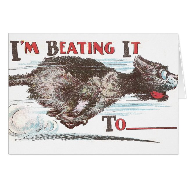 Cartão Gato engraçado no funcionamento (Frente Horizontal)