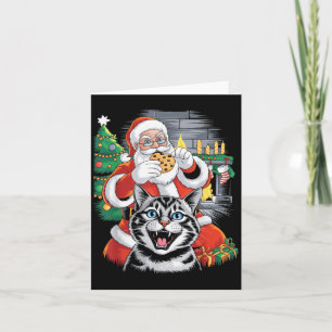Cartão Gato Engraçado Selfie Papais noeis de Natal Homens
