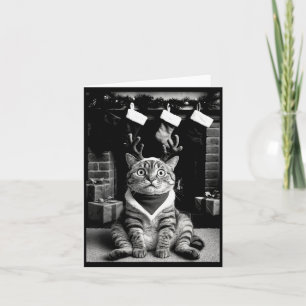 Cartão Gato Engraçado Tirando Uma Selfie Natal Pijama H