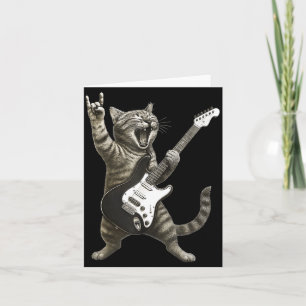 Cartão Gato Engraçado Tocando Guitarra Rock And Roll Home