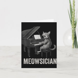 Cartão Gato Engraçado Tocando Música de Piano Trocadilho