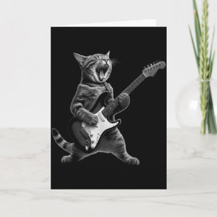 Cartão Gato Engraçado Tocando Violão Rock And Roll Homens