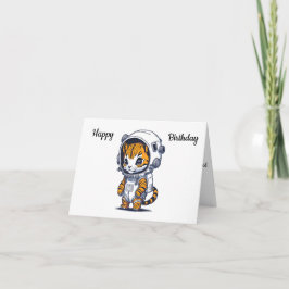 Cartão Gato Espacial de Desenho Animado Divertido Feliz A