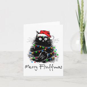 Cartão Gato Feliz Fluffmas Presente de Natal para Amantes