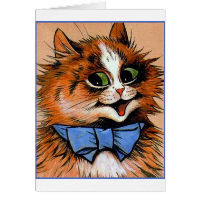 Cartão Gato feliz (imagem do vintage) (Frente)