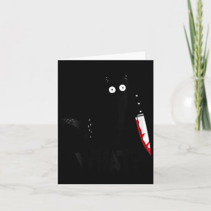 Cartão Gato Feminino O Que_ Gato Preto Assassino Com Faca
