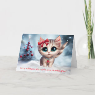 Cartão Gato Feriado de Natal da neta excelente