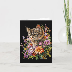 Cartão Gato Flor Floral Fofo Filhote Gráfico
