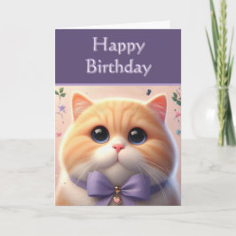 Cartão Gato Fofo Feliz Aniversário
