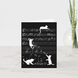 Cartão Gato Fofo Kitty Tocando Nota Musical Clave Músico