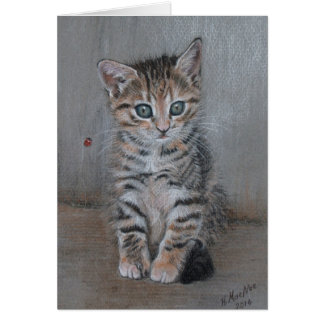 Cartão Gato, gatinho de mesa, só posando, arte.