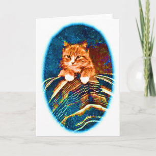 CARTÃO GATO GATINHO VINTAGE FOFO COM TAPETE