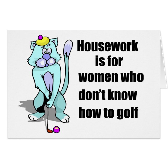 Cartão Gato Golfing (Frente Horizontal)