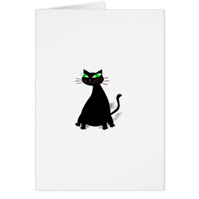 Cartão Gato Gordo Preto Com Olhos Verdes (Frente)