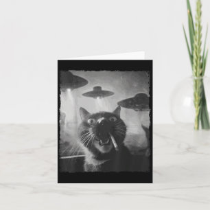 Cartão Gato Gráfico Engraçado Fumando Ufos Engraçado 