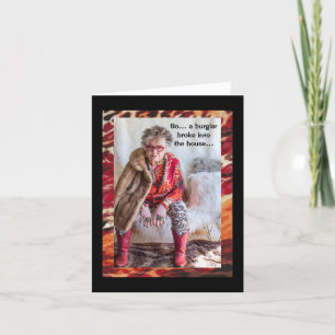 Cartão Gato Humorístico Lidando com Burglar