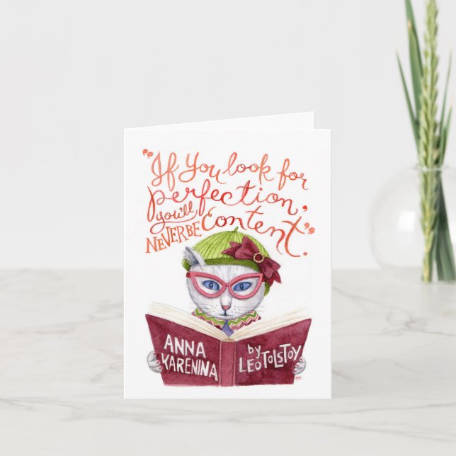 Cartão Gato inspirador da aguarela das citações de Léon (Frente)
