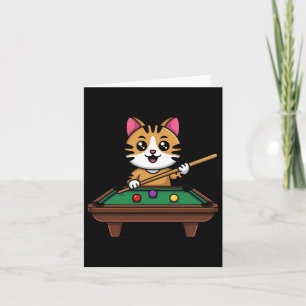 Cartão Gato Inteligente Brincando Bilhares Engraçados M