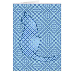 Cartão Gato japonês - impressão azul do quimono
