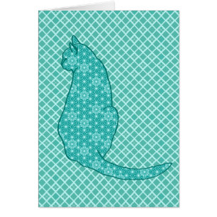 Cartão Gato Japonês - Turquoise Kimono Impressão