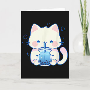 Cartão Gato Kawaii Boba Japonês Cute Estética Garota Anim