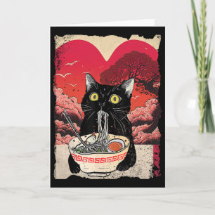 Cartão Gato Kawaii Comendo Macarrão Ramen É Meu Valent