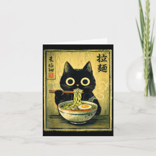 Cartão Gato kawaii ramen vintage japonês engraçado retrô 