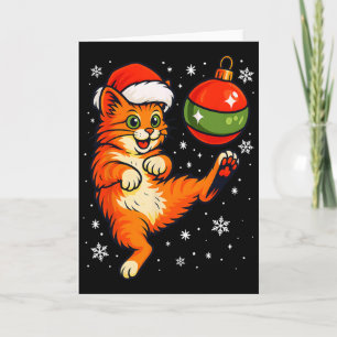 Cartão Gato Laranja Divertido Humor Enfeite De Natal Pé d