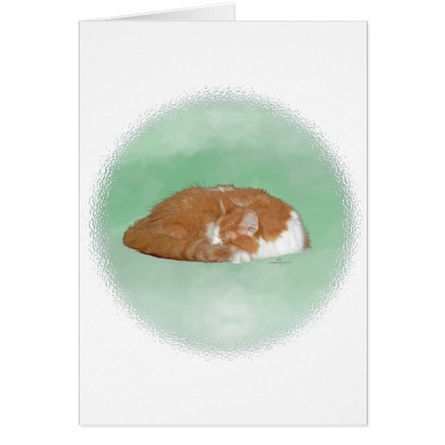 Cartão Gato Laranja Sonolento (Frente)