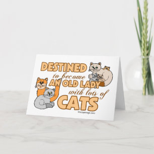 Cartão Gato Louco Futuro Dama Engraçada Dizendo Design