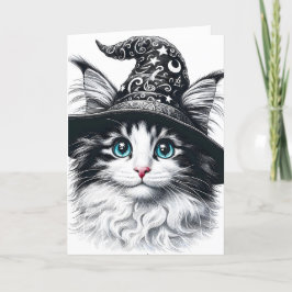 Cartão Gato Mágico Bonito na barra de cores do assistente