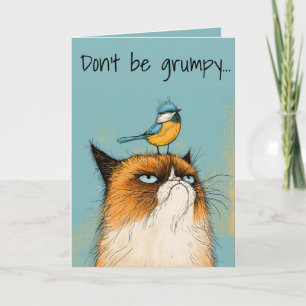 Cartão Gato Mal-Humorado de Aniversário