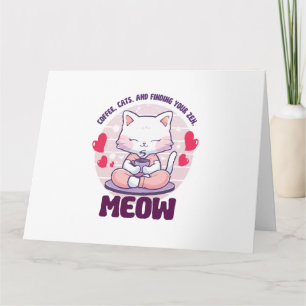 Cartão Gato meditação - Gato Kawaii