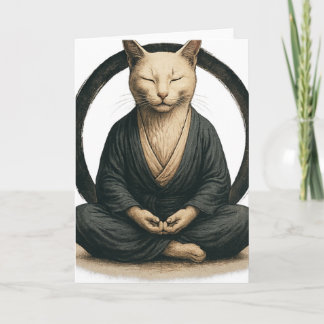 Cartão Gato Meditando Zen – Arte de Yoga Mindful do Círcu