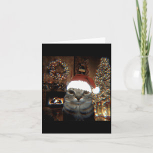Cartão Gato Meme Engraçado Tirando Uma Selfie Natal Luzes