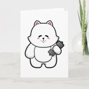 Cartão Gato na academia com haltere