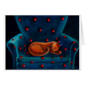 Cartão gato na cadeira