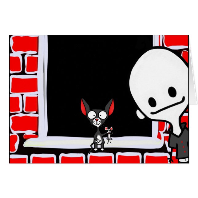 Cartão Gato na janela (Frente Horizontal)