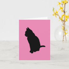 Cartão Gato Na Posição Sentada Vetor Silhuette Cortado