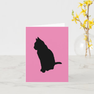 Cartão Gato Na Posição Sentada Vetor Silhuette Cortado