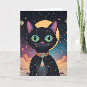 Cartão Gato Negro Cósmico de Futuro Atômico à Lua