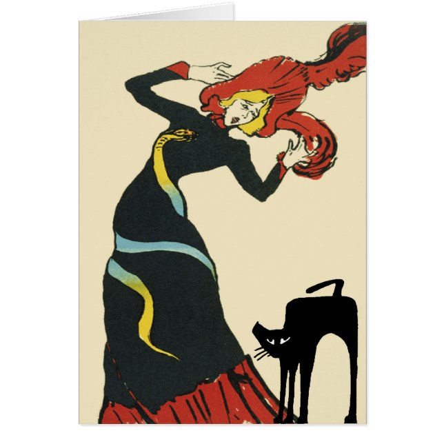 Cartão Gato Negro e Mulher Assustada (Frente)