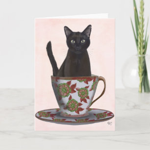 Cartão Gato Negro em Teacup