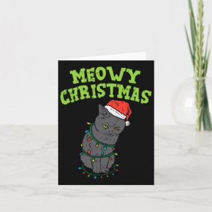 Cartão Gato Negro Engraçado Feliz Natal Gato Homens Engra